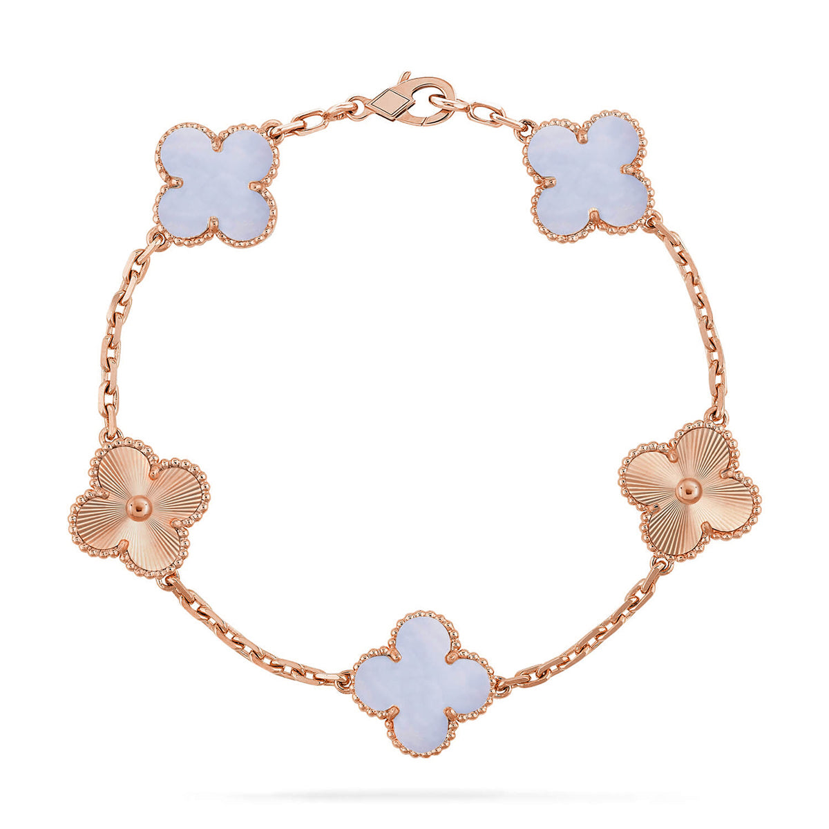 [MIRA]New  CLOVER 5 MOTIF PURPLE CHALCEDONY BRACELET COLLECTION