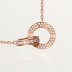 ??MIRA?¡¥LOVE 7.6MM NECKLACE ROSE GOLD AND SILVER  FULL DIAMOND