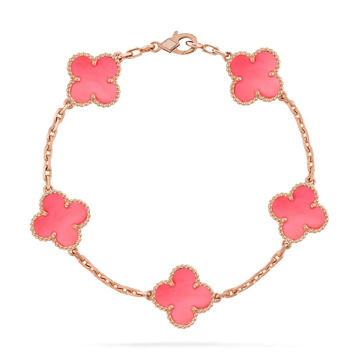 [MIRA]New  CLOVER 5 MOTIFS  PINK MOP BRACELET COLLECTION