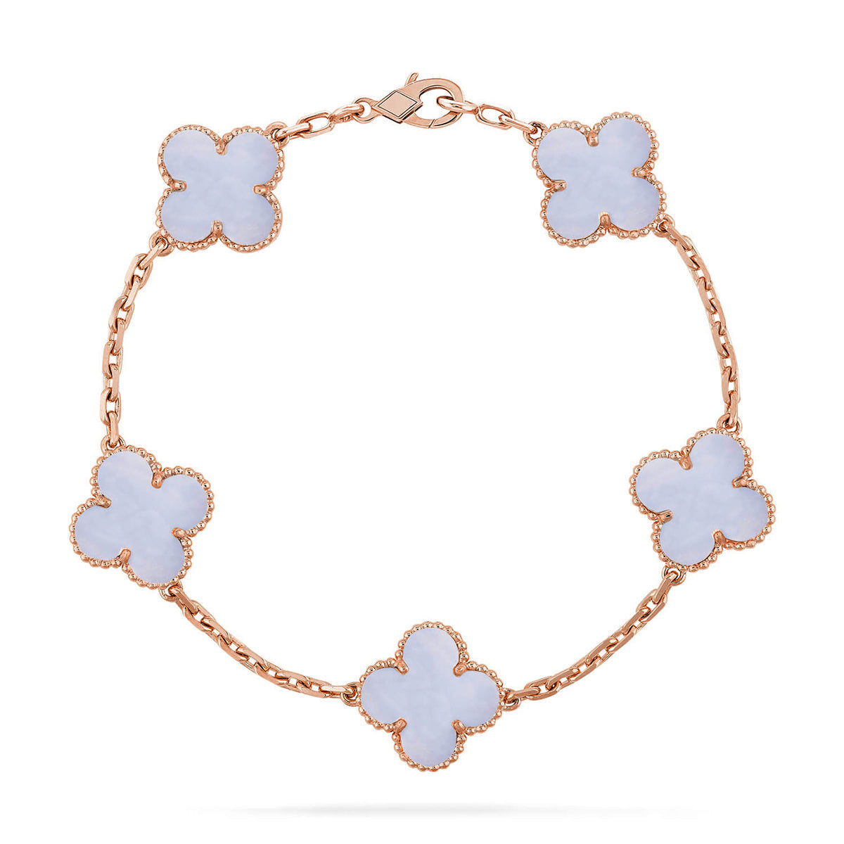 [MIRA]New  CLOVER 5 MOTIF PURPLE CHALCEDONY BRACELET COLLECTION