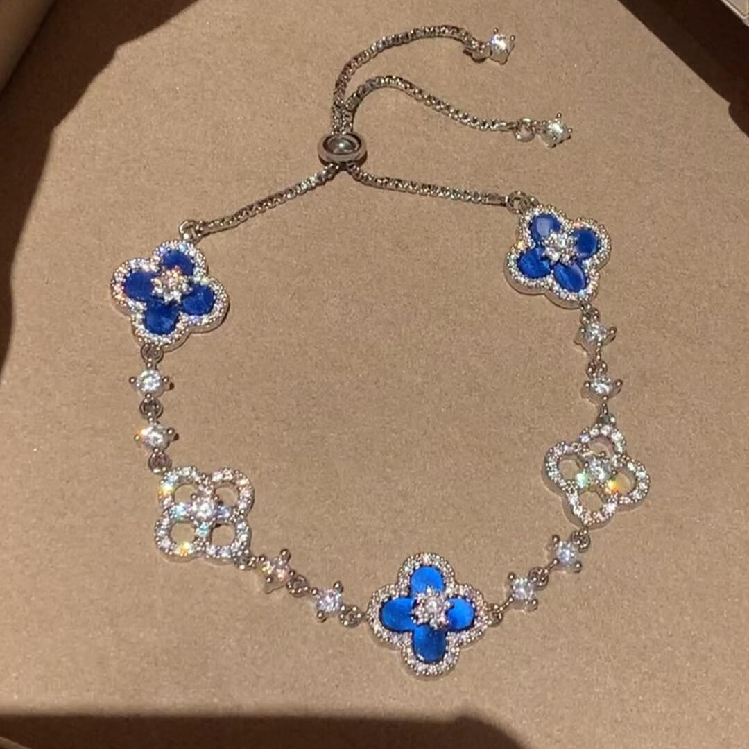 ??MIRA?¡¥CLOVER 5 MOTIF PINK BLUE RED WHITE BRACELET