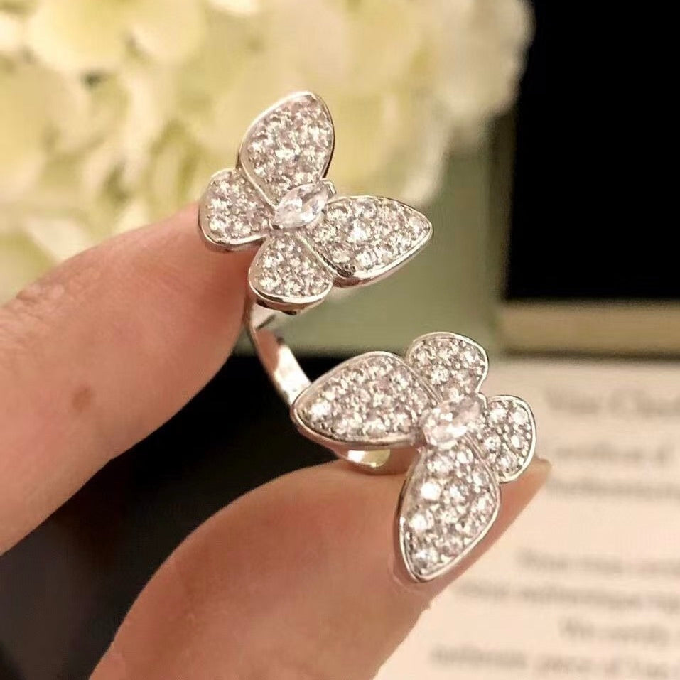 ??MIRA?¡¥TWIN SILVER BUTTERFLY DIAMOND RING