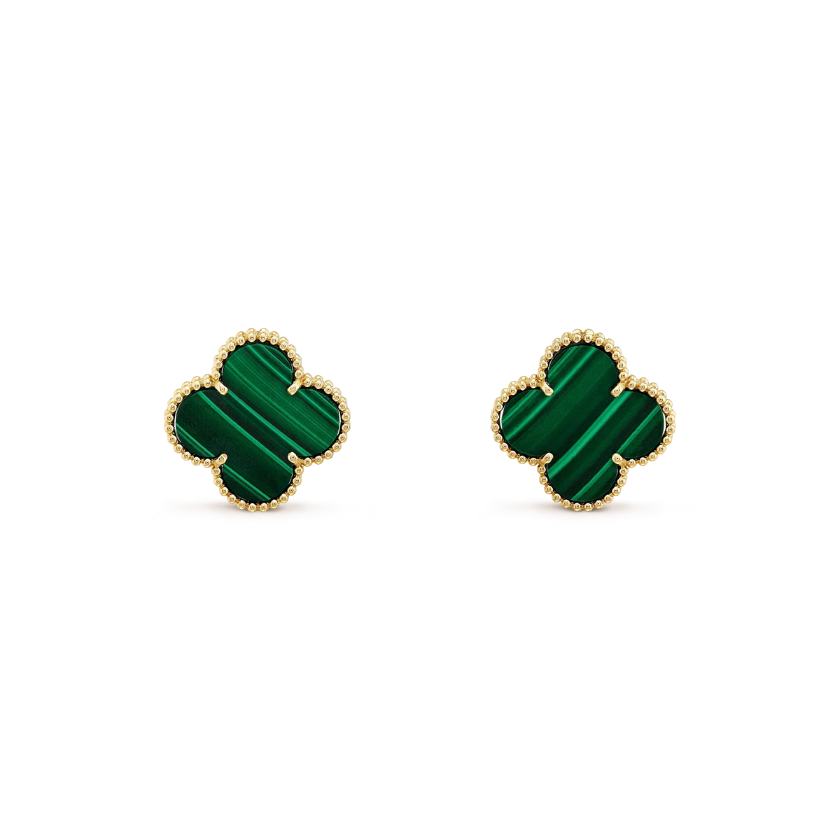 ??MIRA?¡¥CLOVER MINI 9.5MM MALACHITE  EARRINGS