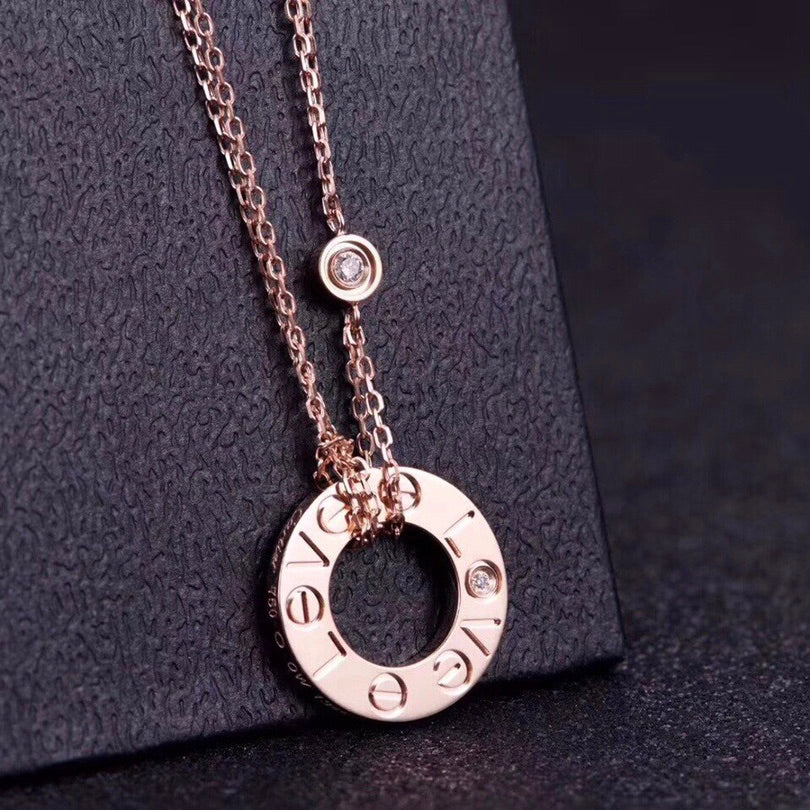 ??MIRA?¡¥LOVE NECKLACE 16MM 2 DIAMONDS