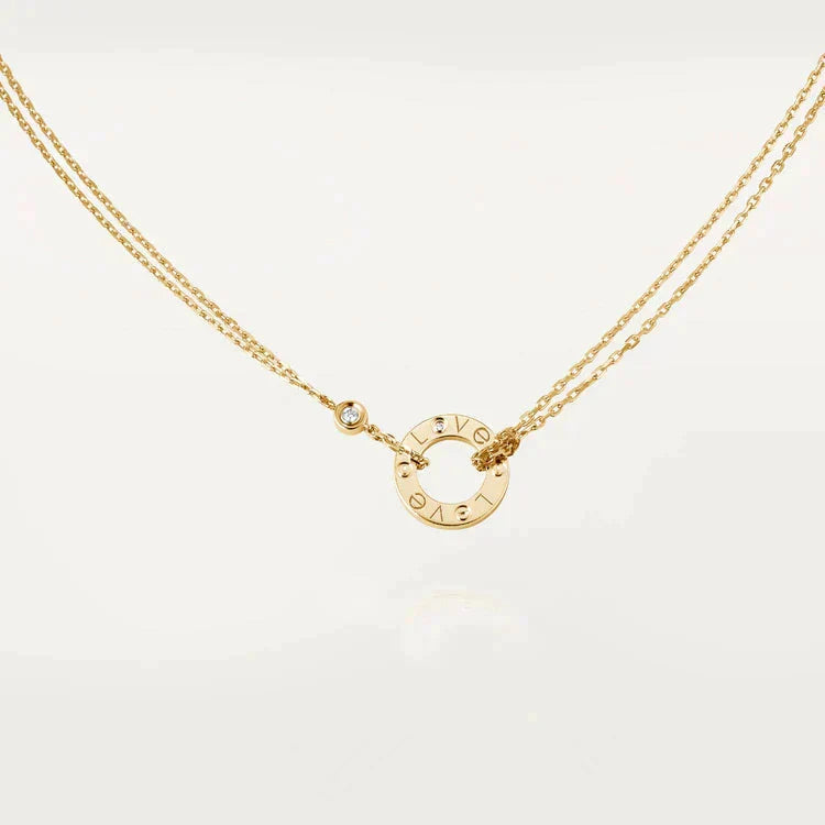 ??MIRA?¡¥LOVE NECKLACE 16MM 2 DIAMONDS