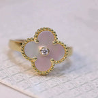 ??MIRA?¡¥CLOVER PINK MOP RING GOLD DIAMOND