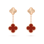??MIRA?¡¥CLOVER 2 MOTIF  LASER CARNELIAN EARRINGS