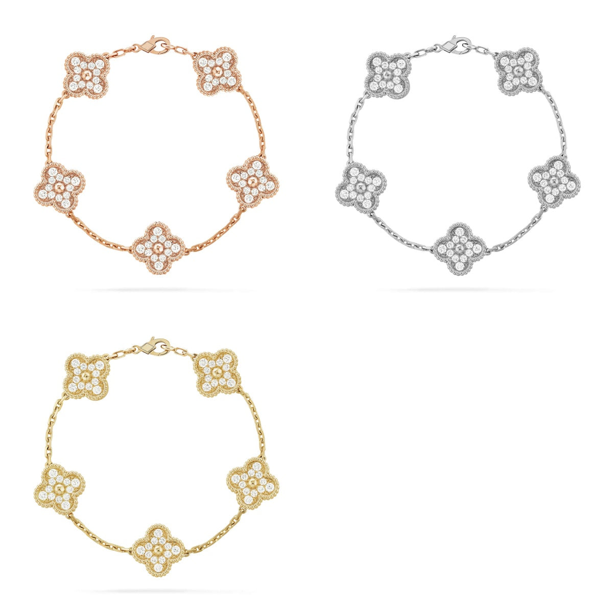 [MIRA] New  CLOVER 5 MOTIF FULL DIAMOND BRACELET COLLECTION
