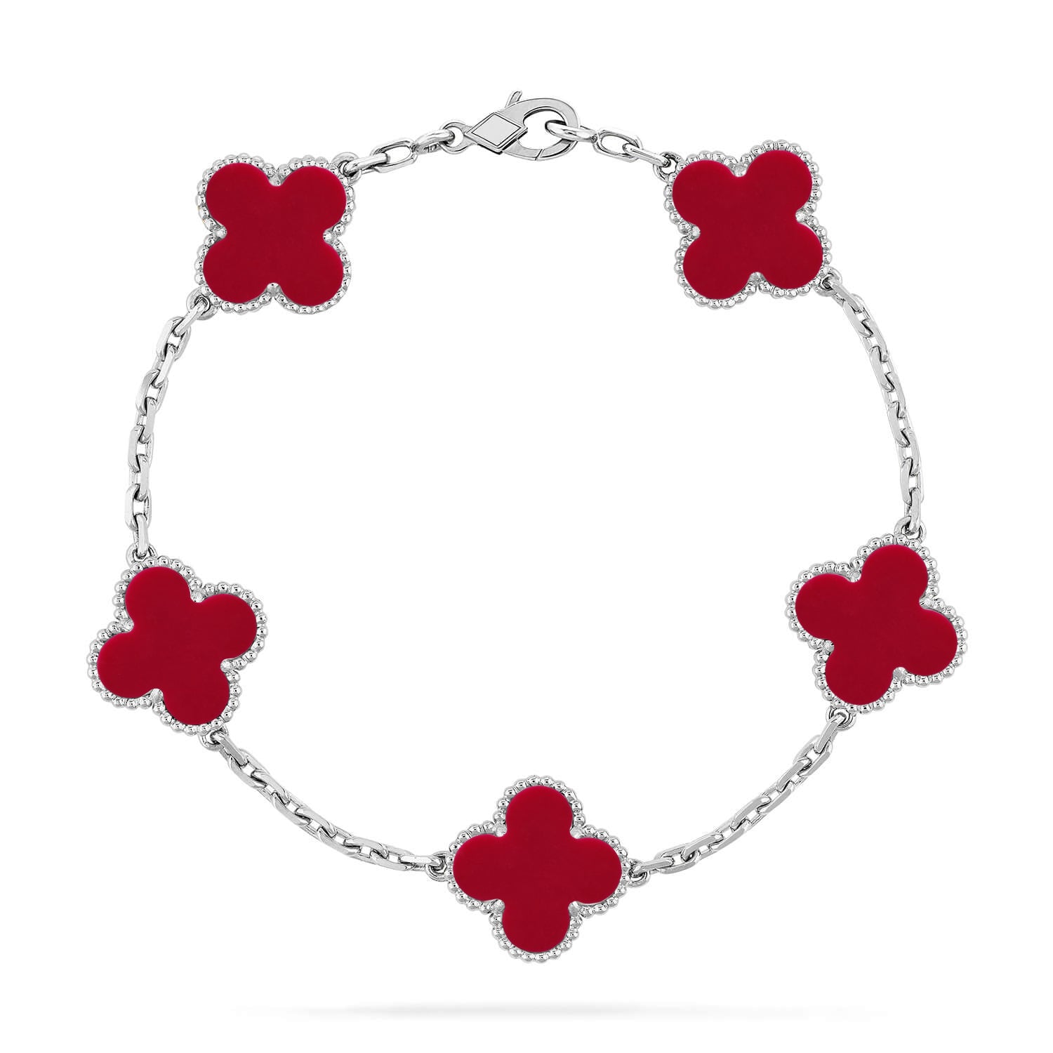 [MIRA]New  CLOVER 5 MOTIF RED CORNELIAN BRACELET COLLECTION