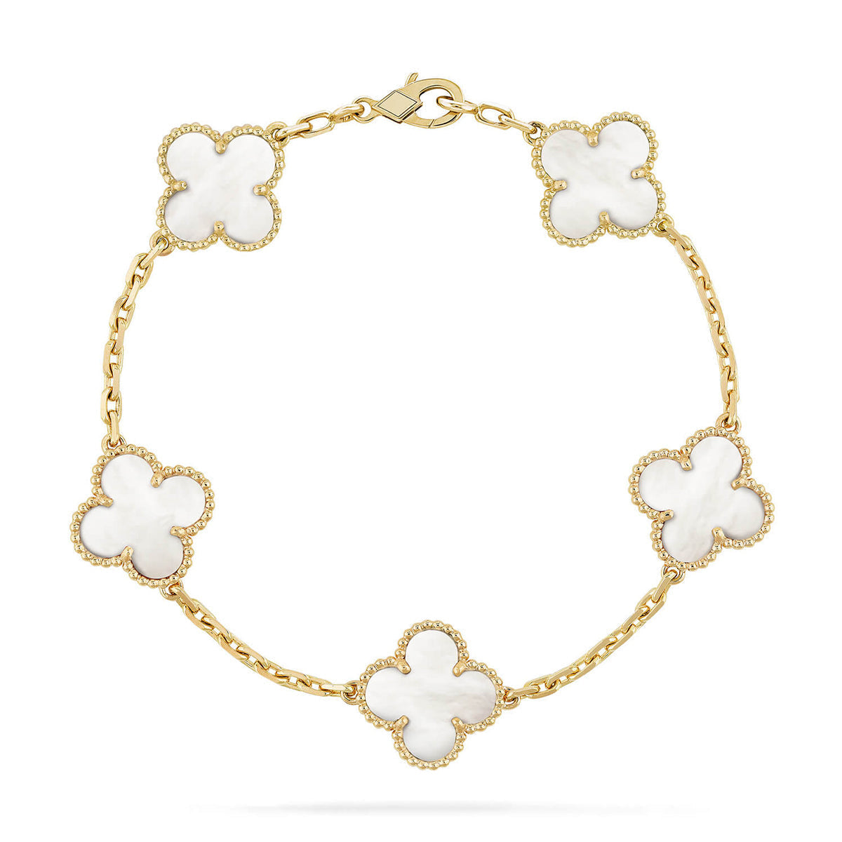 [MIRA]New CLOVER WHITE PEARL MOP 5 MOTIF BRACELET COLLECTION