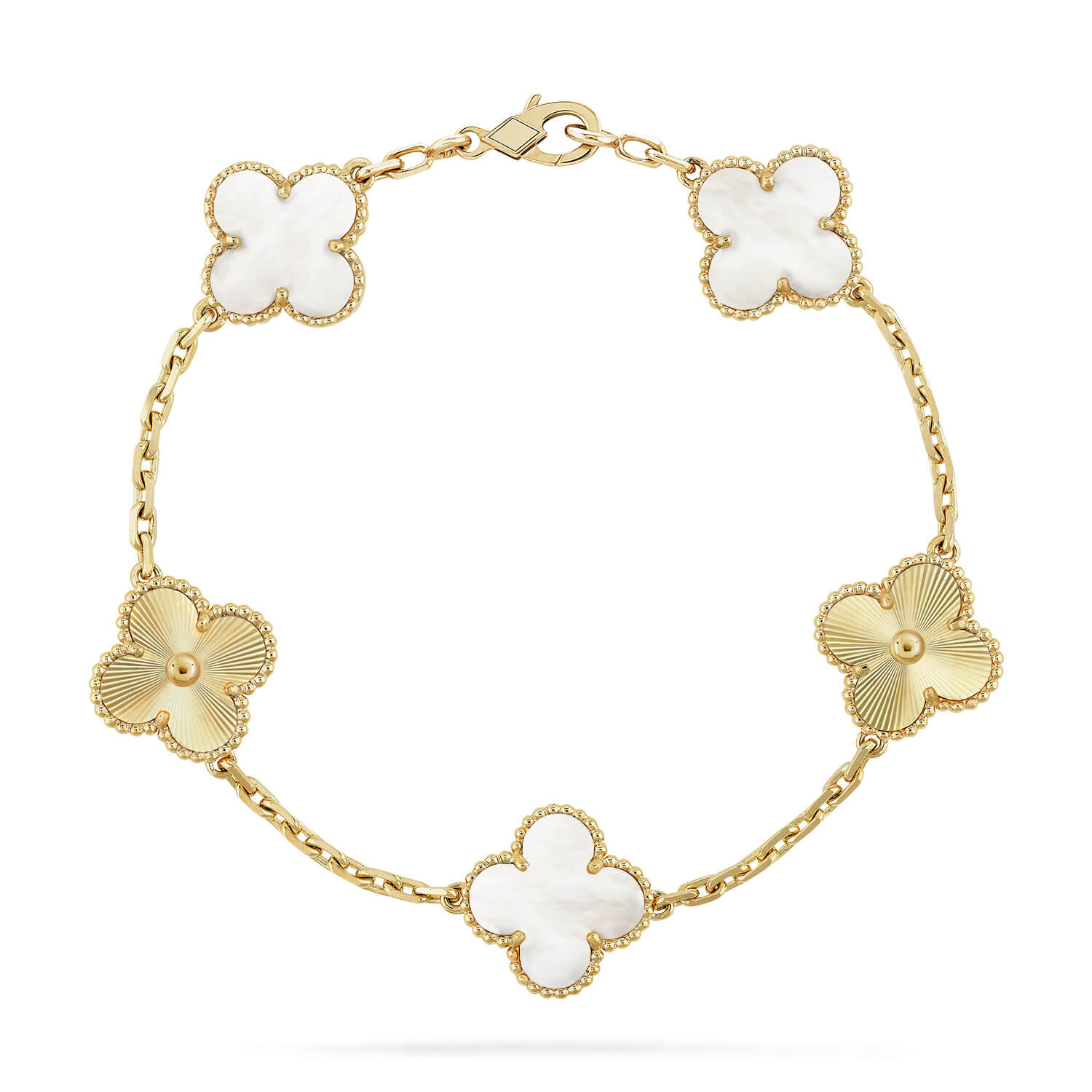 [MIRA]New CLOVER WHITE PEARL MOP 5 MOTIF BRACELET COLLECTION