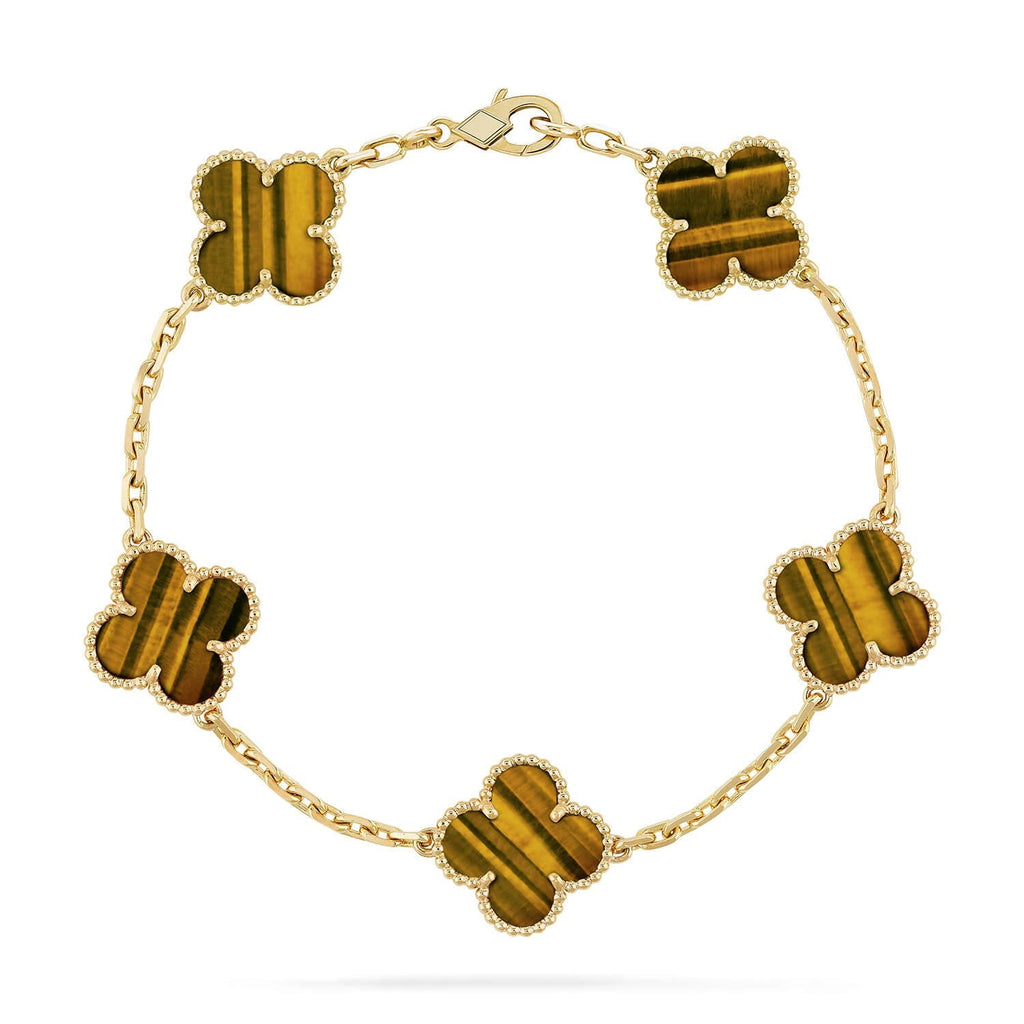[MIRA]New  CLOVER 5 MOTIFS TIGER EYE BRACELET COLLECTION