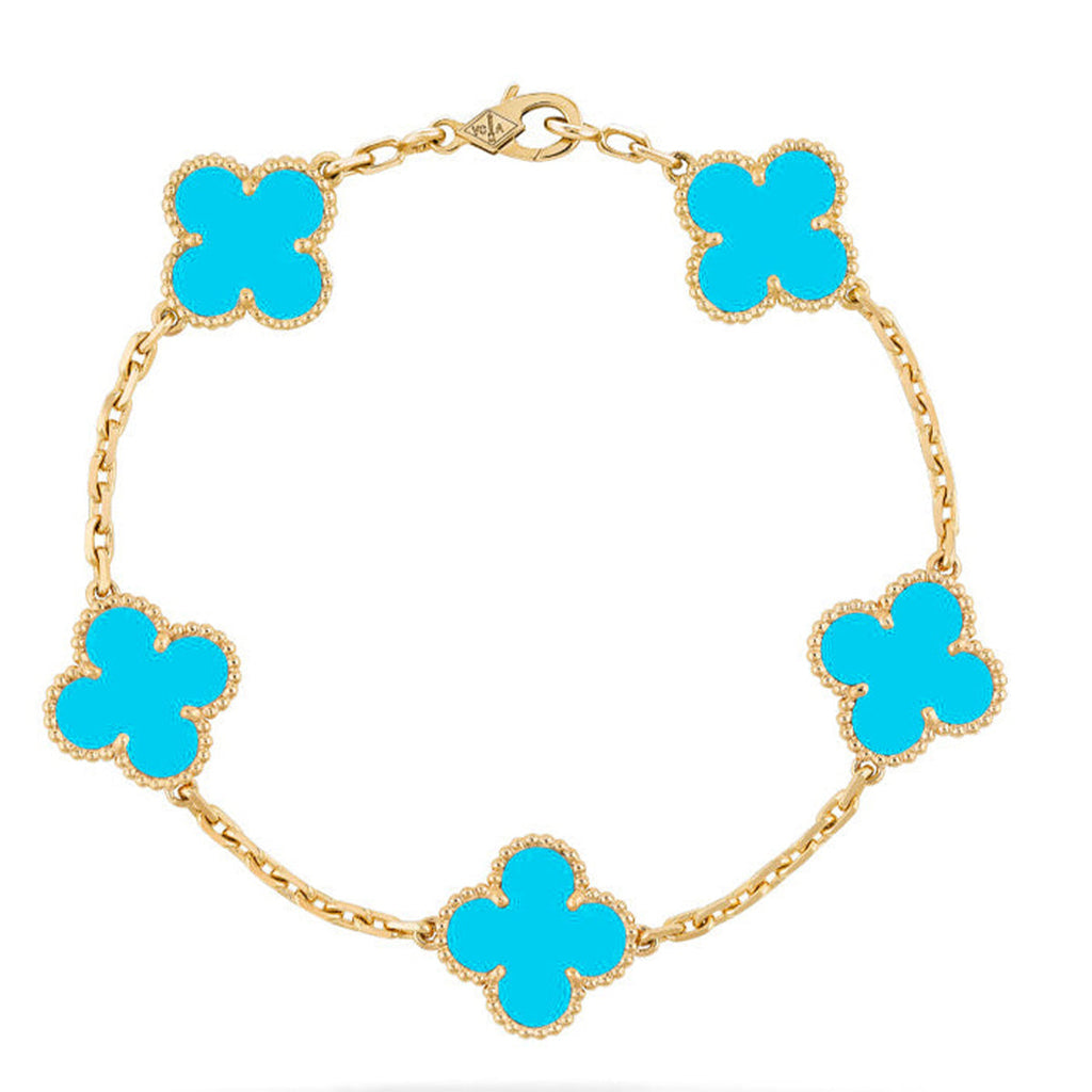 [MIRA]New  CLOVER 5 MOTIF TURQUOISE BRACELET COLLECTION