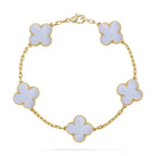 [MIRA]New  CLOVER 5 MOTIF PURPLE CHALCEDONY BRACELET COLLECTION