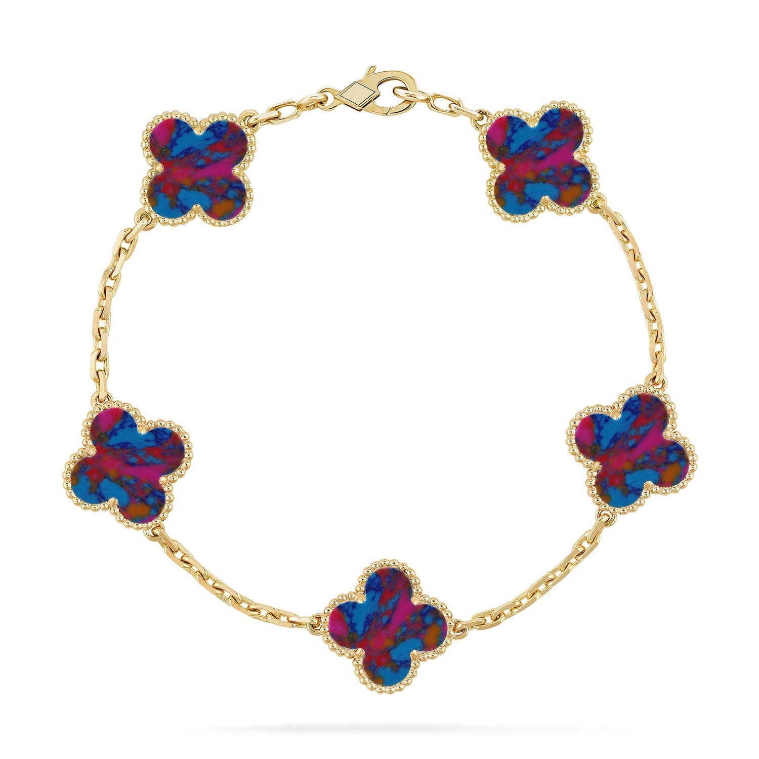 [MIRA]New CLOVER 5 MOTIF COLOR GEMSTONES BRACELET COLLECTION