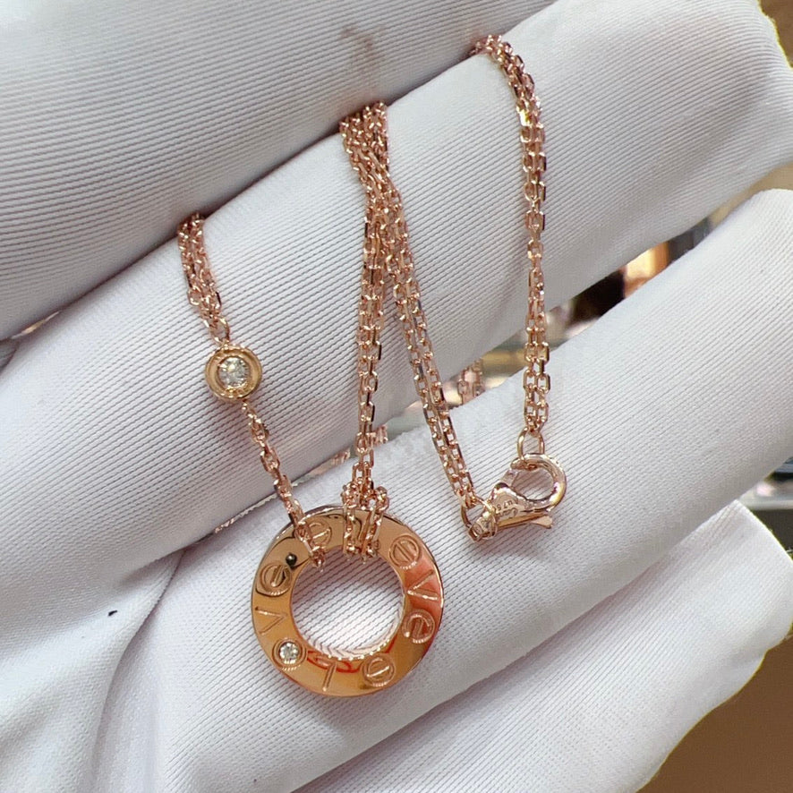 ??MIRA?¡¥LOVE NECKLACE 16MM 2 DIAMONDS