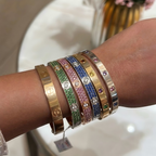 [MIRA] 2026 PAVE GEMSTONE LOVE BRACELET 6.1MM 10 DIAMONDS
