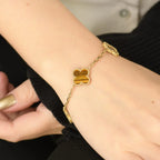 [MIRA]New  CLOVER 5 MOTIFS TIGER EYE BRACELET COLLECTION