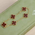 [MIRA]New  CLOVER 5 MOTIF RED CORNELIAN BRACELET COLLECTION