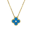 ??MIRA?¡¥CLOVER 15MM DIAMOND AND BLUE AGATE NECKLACE