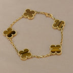 [MIRA]New  CLOVER 5 MOTIFS TIGER EYE BRACELET COLLECTION