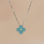 ??MIRA?¡¥CLOVER 15MM DIAMOND SVRES PORCELAIN  NECKLACE SILVER