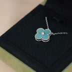 ??MIRA?¡¥CLOVER 15MM DIAMOND SVRES PORCELAIN  NECKLACE SILVER