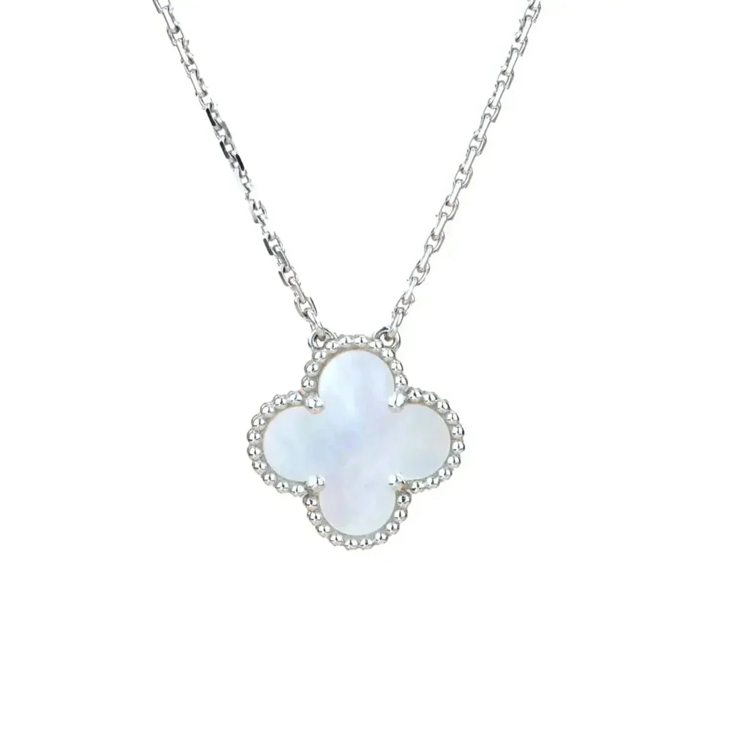 ??MIRA?¡¥CLOVER  15MM WHITE MOTHER-OF-PEARL SILVER