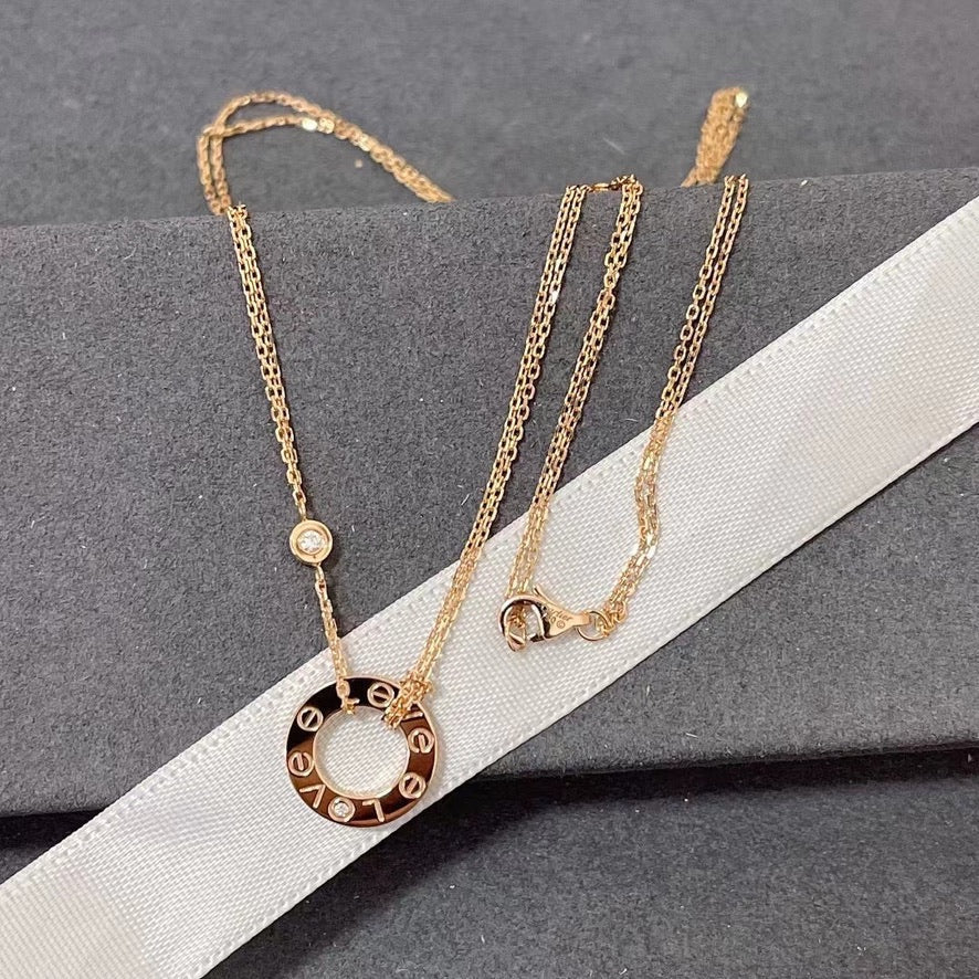 ??MIRA?¡¥LOVE NECKLACE 16MM 2 DIAMONDS