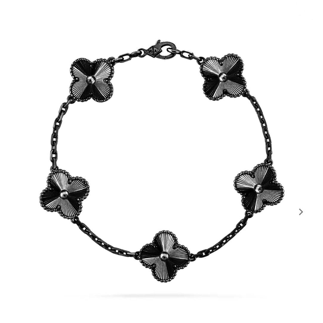 [MIRA]New CLOVER 5 MOTIF BLACK BRACELET