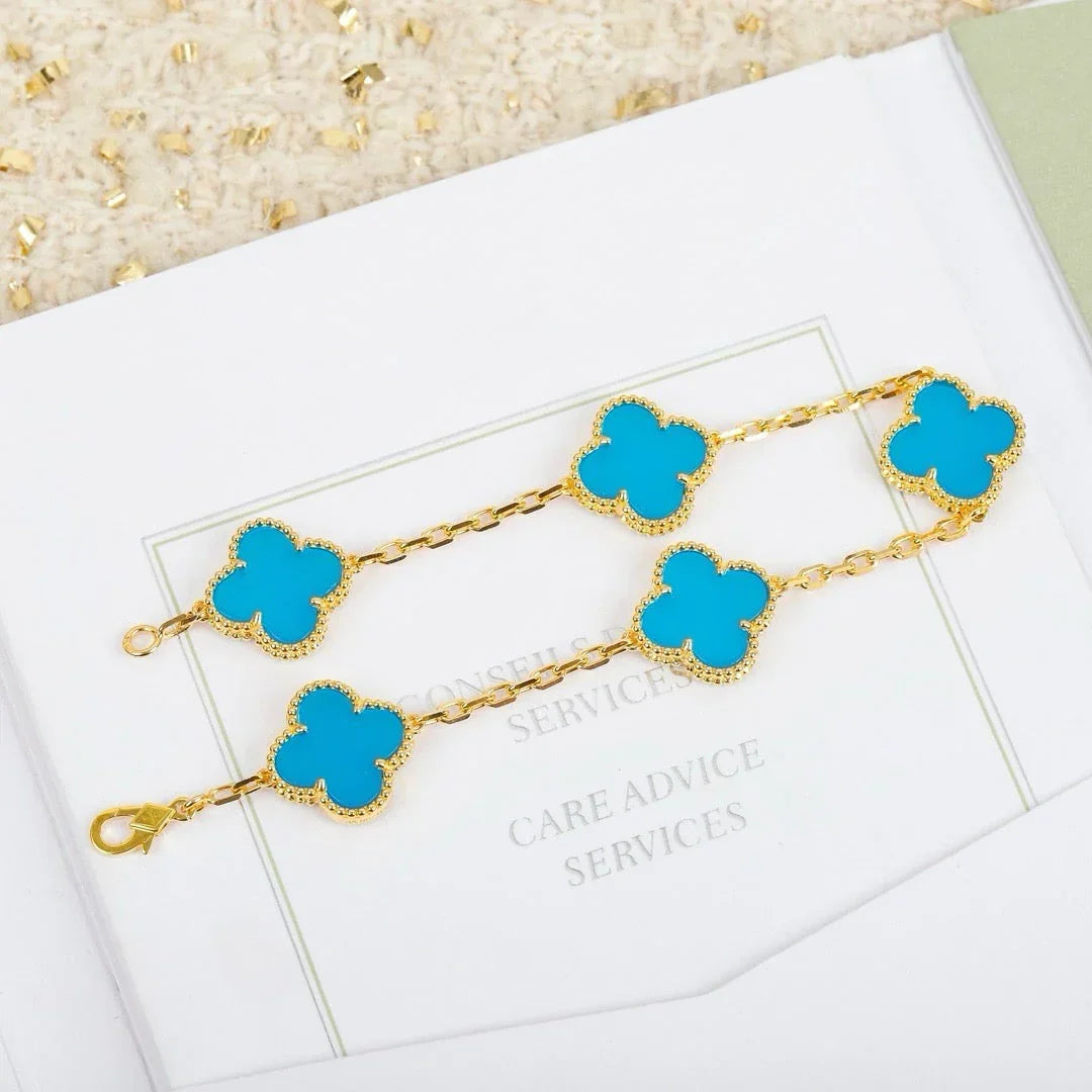 [MIRA]New  CLOVER 5 MOTIF TURQUOISE BRACELET COLLECTION