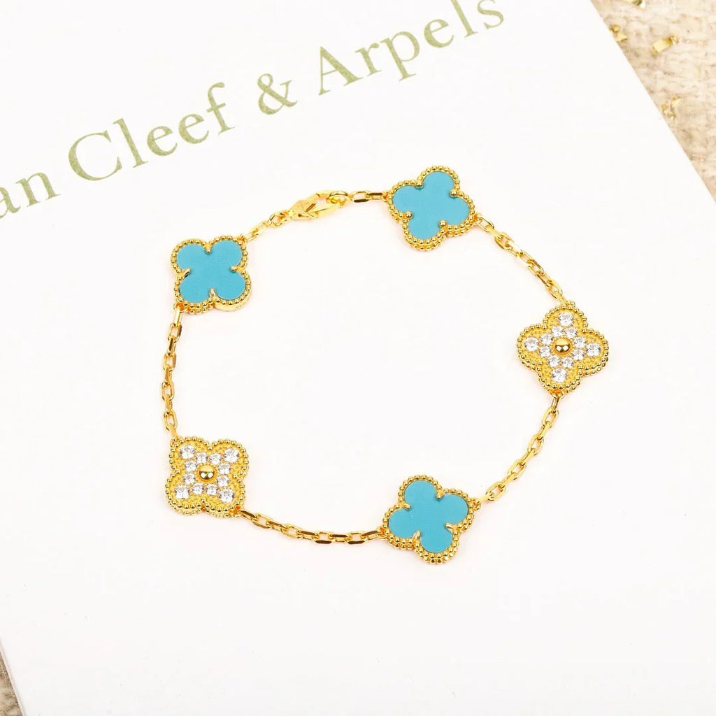 [MIRA]New  CLOVER 5 MOTIF TURQUOISE BRACELET COLLECTION