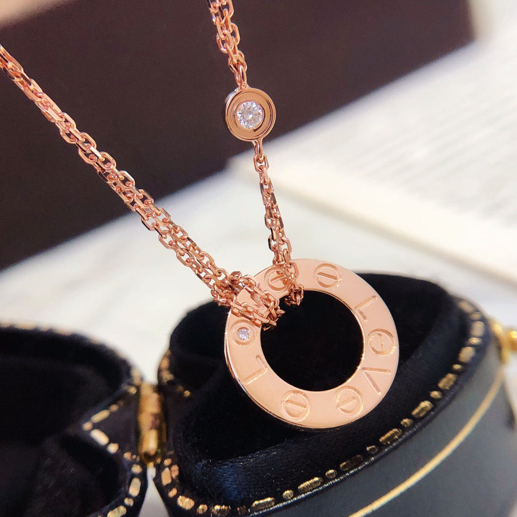 ??MIRA?¡¥LOVE NECKLACE 16MM 2 DIAMONDS