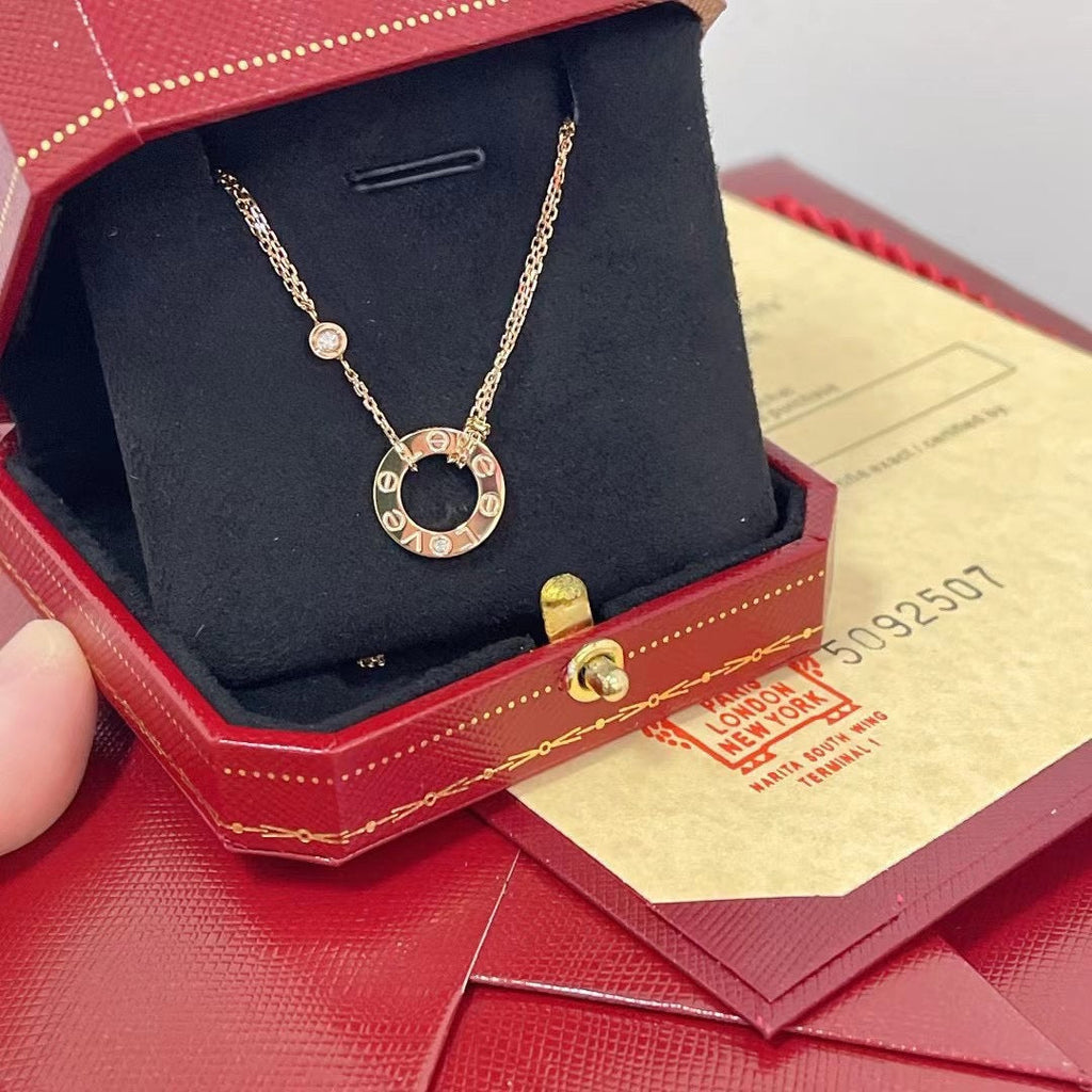 ??MIRA?¡¥LOVE NECKLACE 16MM 2 DIAMONDS