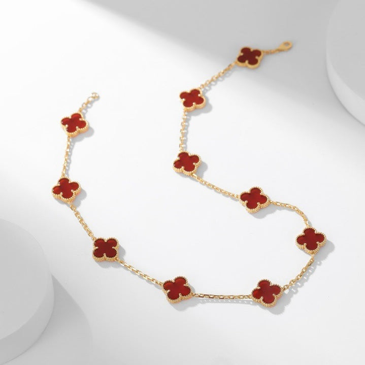 ??MIRA?¡¥CLOVER 10 MOTIFS CARNELIAN NECKLACE