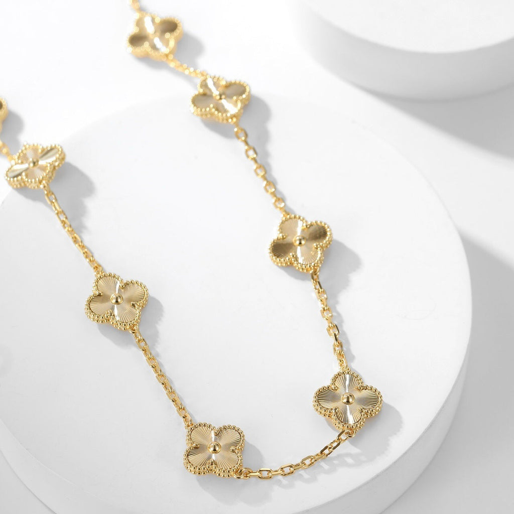 ??MIRA?¡¥CLOVER 10 MOTIFS LASER NECKLACE