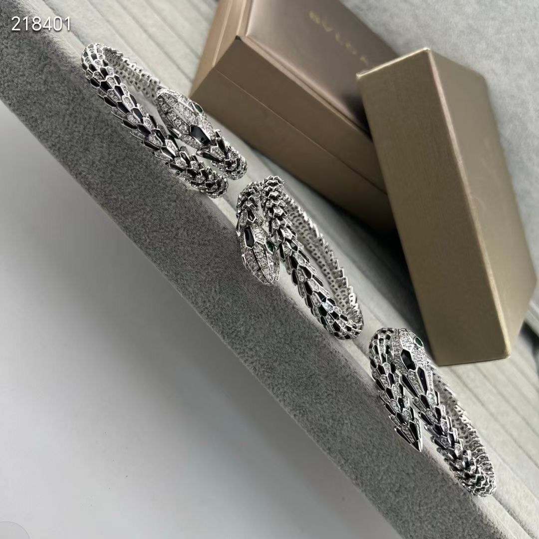 [MIRA] EW OBSIDIAN & DIAMOND SERPENT BRACELET