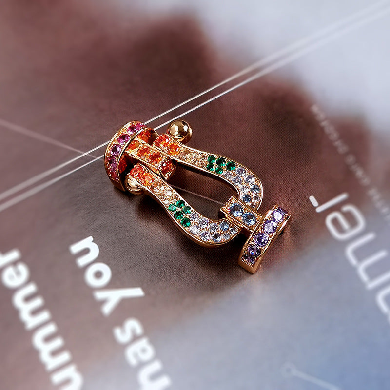 ??MIRA?¡¥FORC LARGE HORSESHOE  COLORED DIAMOND BRACELET SILVER