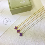 ??MIRA?¡¥CLOVER 15MM DIAMOND  PURPLE VIOLET NECKLACE
