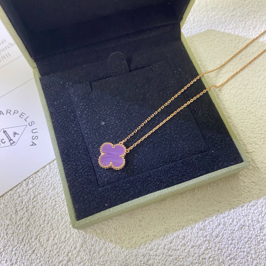 ??MIRA?¡¥CLOVER 15MM  PURPLE VIOLET NECKLACE