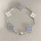 [MIRA]New  CLOVER 5 MOTIF PURPLE CHALCEDONY BRACELET COLLECTION