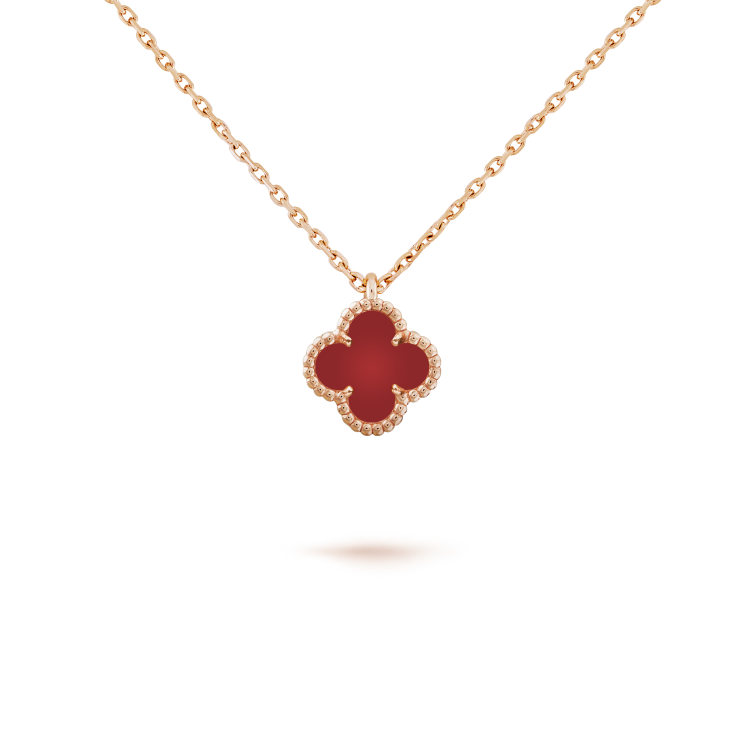 ??MIRA?¡¥CLOVER MINI 9.5MM WHITE CARNELIANS NECKLACE
