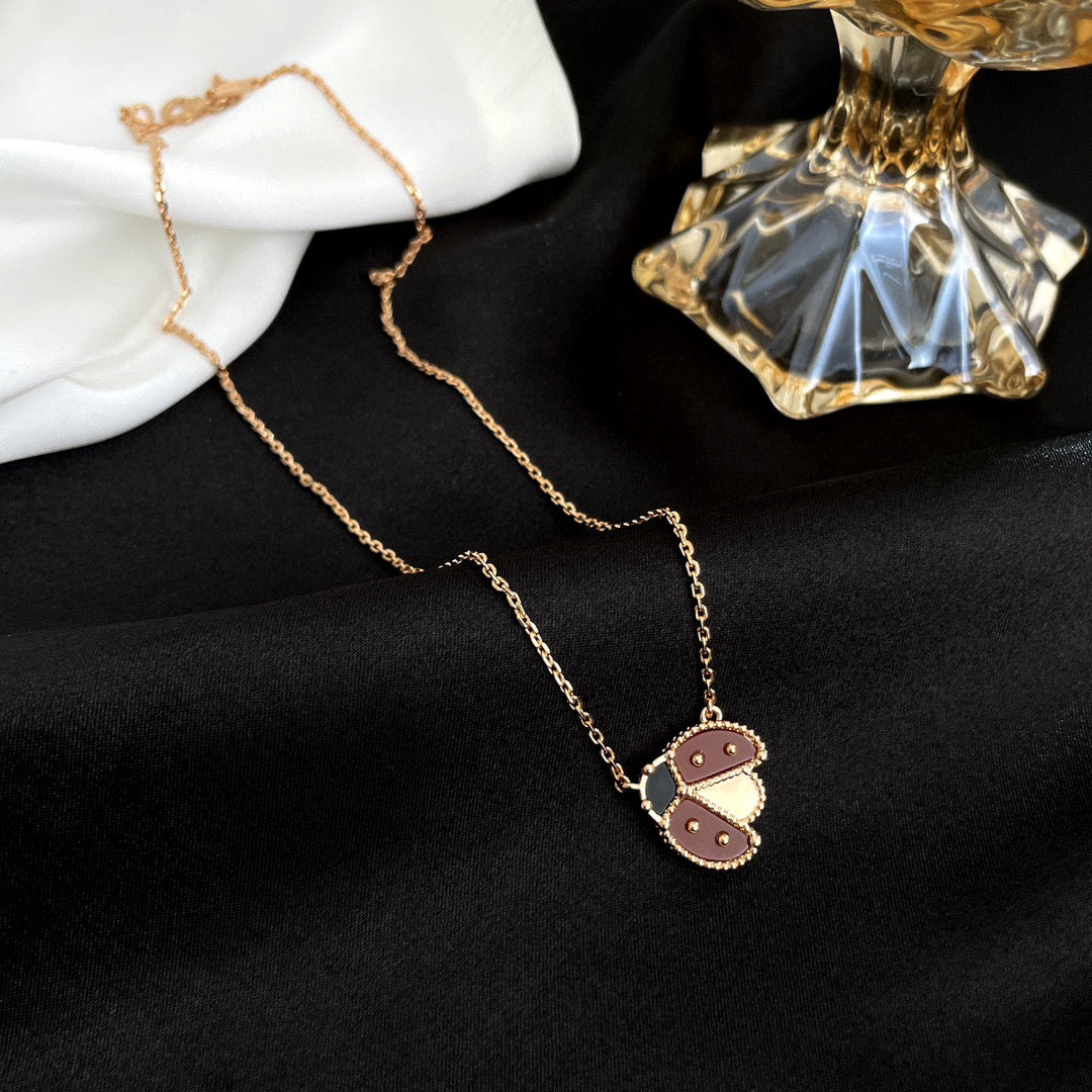 ??MIRA?¡¥LUCKY  CARNELIANS LADYBUG NECKLACE