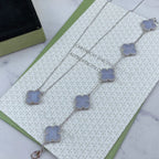 [MIRA]New  CLOVER 5 MOTIF PURPLE CHALCEDONY BRACELET COLLECTION