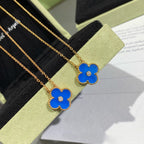 ??MIRA?¡¥CLOVER 15MM DIAMOND AND BLUE AGATE NECKLACE
