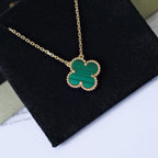 ??MIRA?¡¥CLOVER 15MM MALACHITE SINGLE FLOWER  NECKLACE
