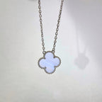 ??MIRA?¡¥CLOVER 15MM BLUE CHALCEDONY NECKLACE SILVER