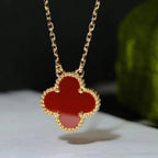 ??MIRA?¡¥CLOVER 15MM CARNELIAN SINGLE FLOWER NECKLACE