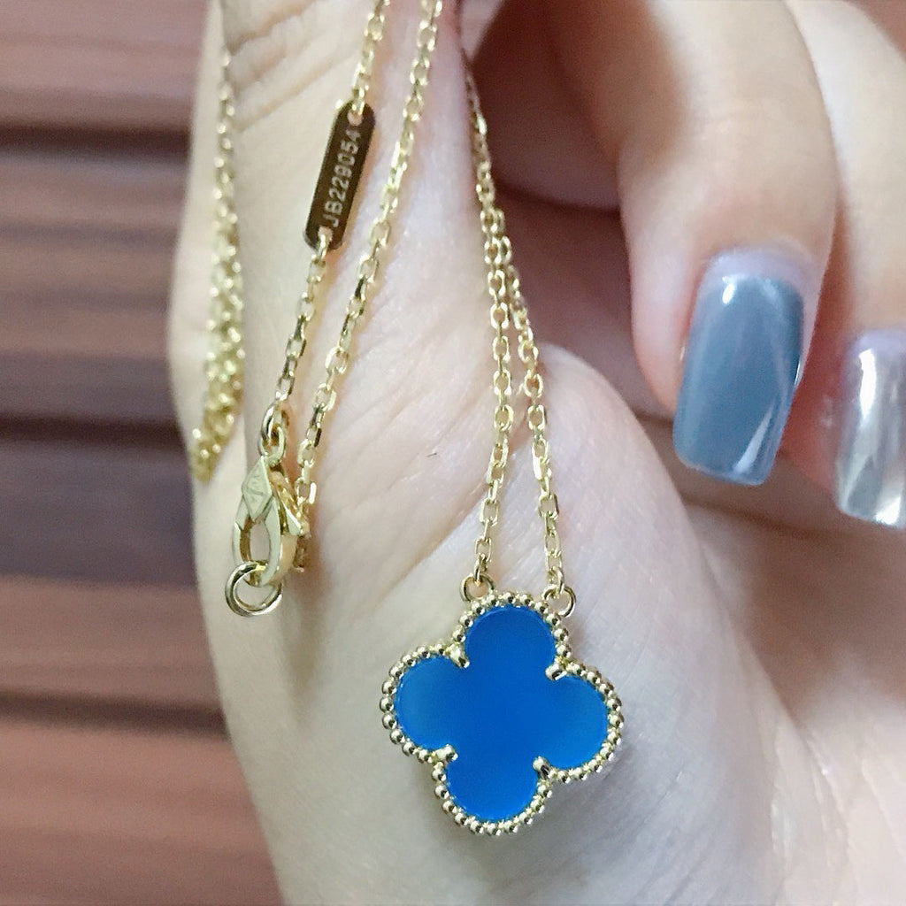 ??MIRA?¡¥CLOVER 15MM BLUE AGATE NECKLACE