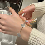 [MIRA]New  CLOVER 5 MOTIF PURPLE CHALCEDONY BRACELET COLLECTION